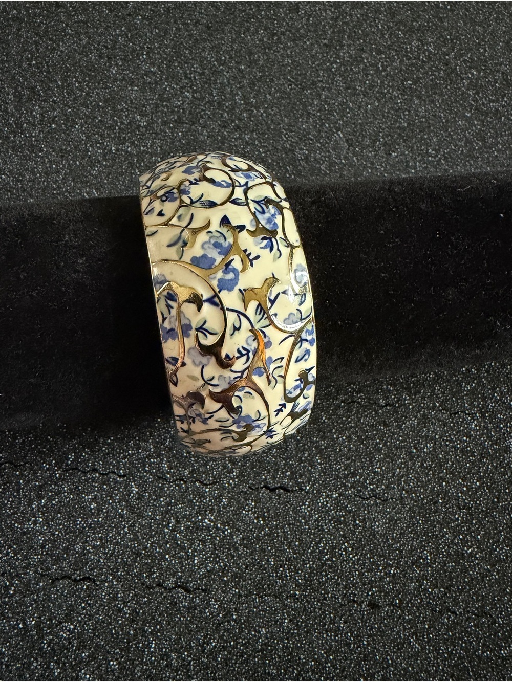 Vintage Mid-Century Chinese Cloisonne Enamel Brass Bangle Bracelet